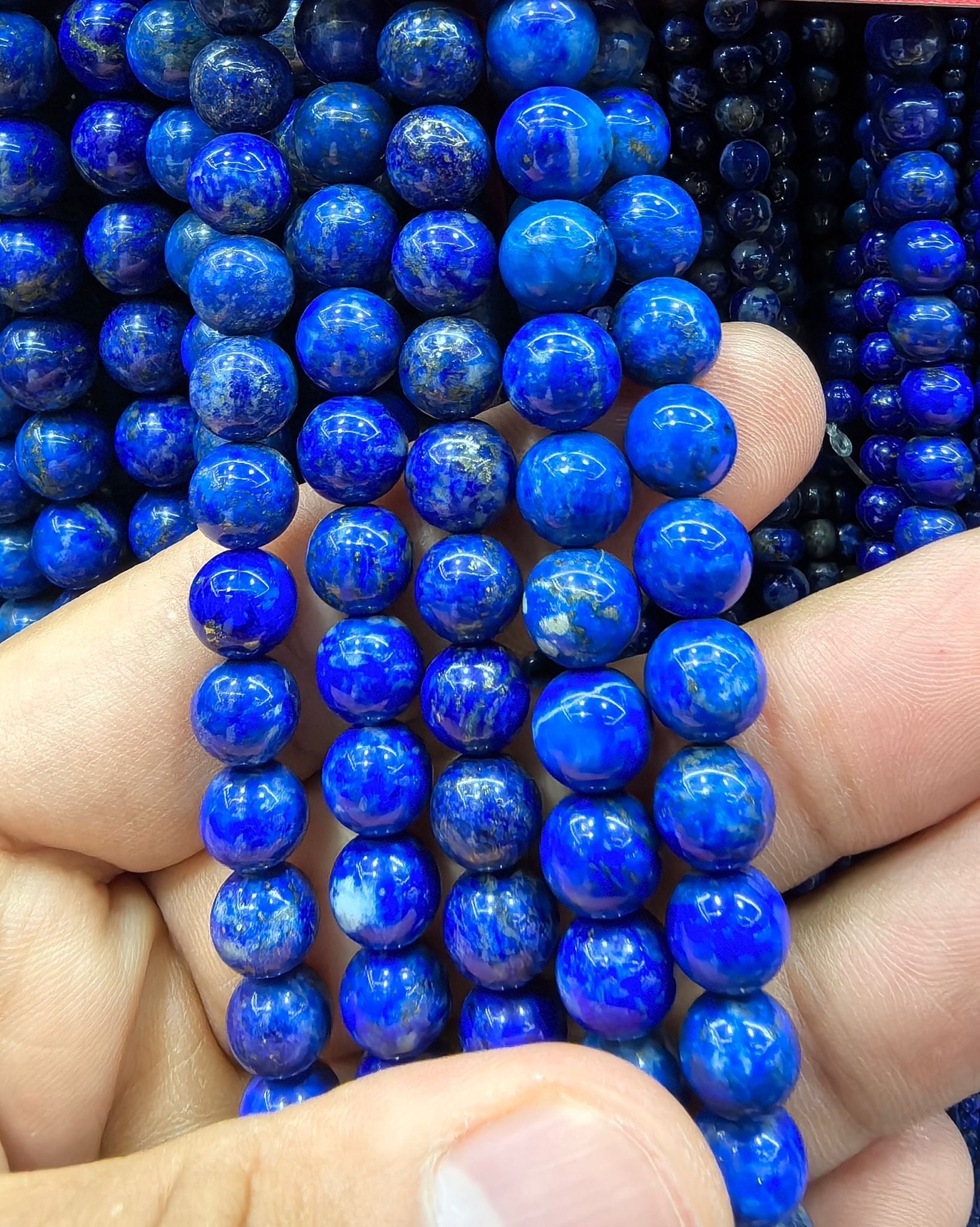 FIL DE PERLE LAPIS LAZULI TEINTÉ - 8mm