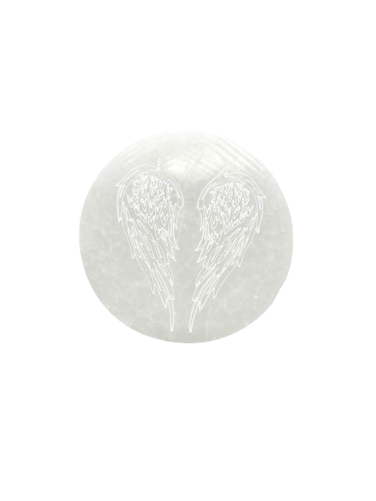 PLAQUE RONDE AILES D'ANGE SÉLÉNITE BLANCHE