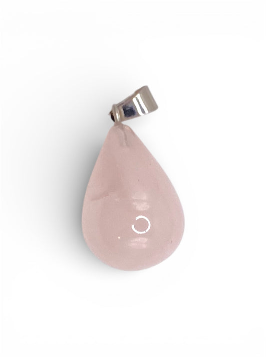 PENDENTIF GOUTTE 3D - QUARTZ ROSE