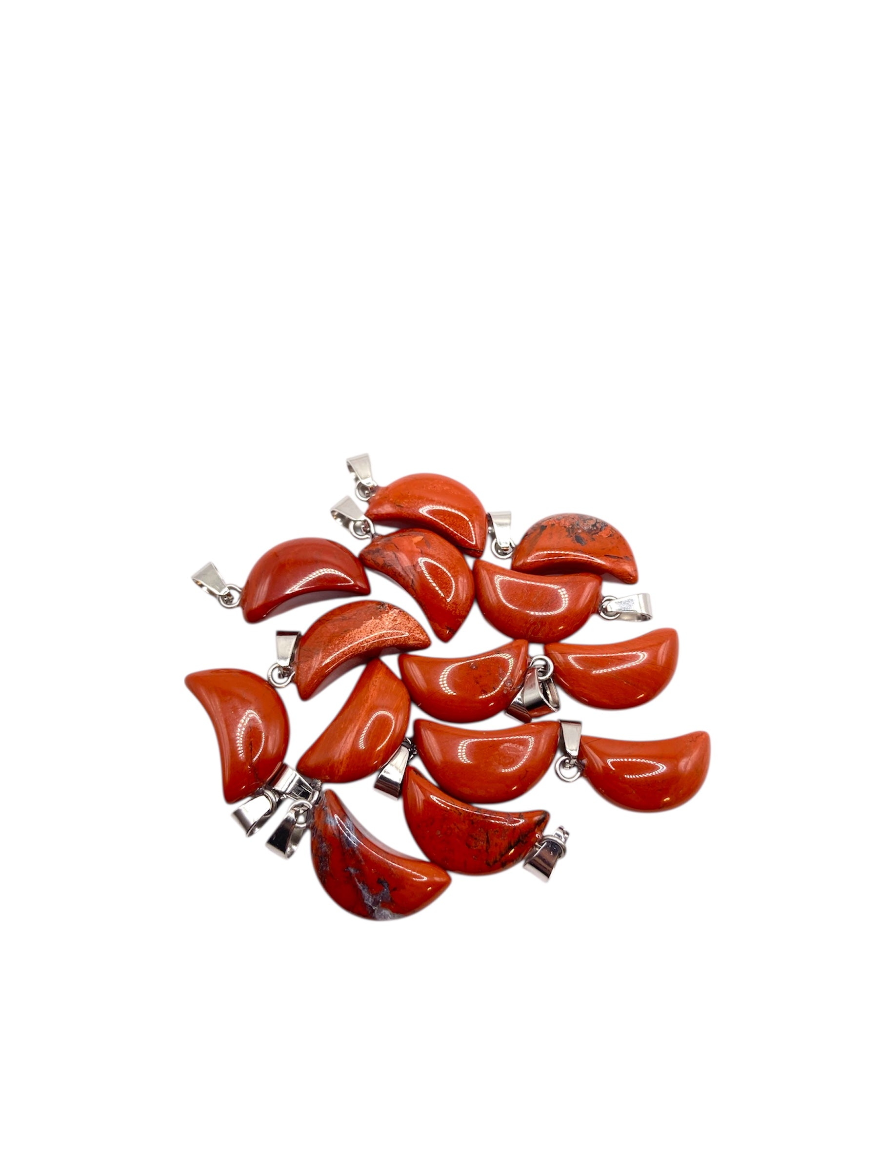 PENDENTIF DEMI LUNE - JASPE ROUGE