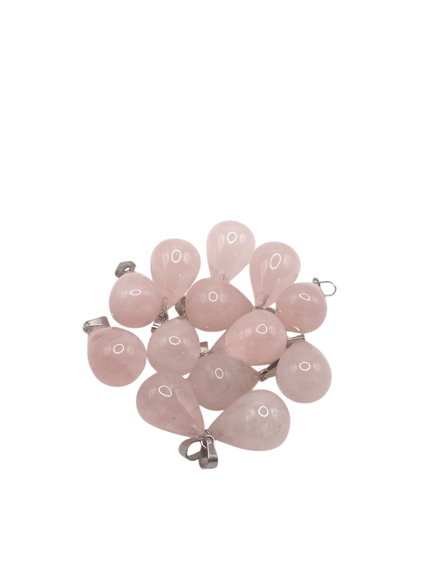 PENDENTIF GOUTTE 3D - QUARTZ ROSE