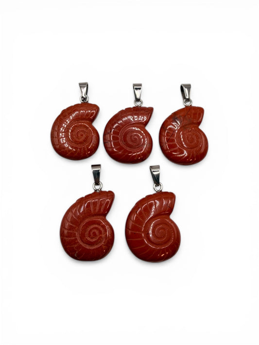 PENDENTIF ESCARGOT - JASPE ROUGE