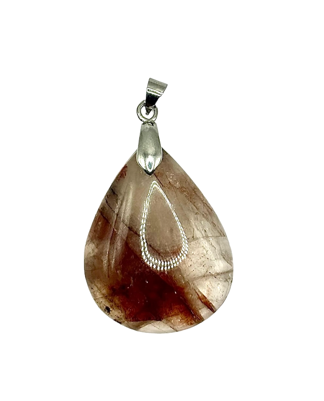 PENDENTIF MADAGASCAR QUARTZ FUMÉ HÉMATOÏDE (la pièce)
