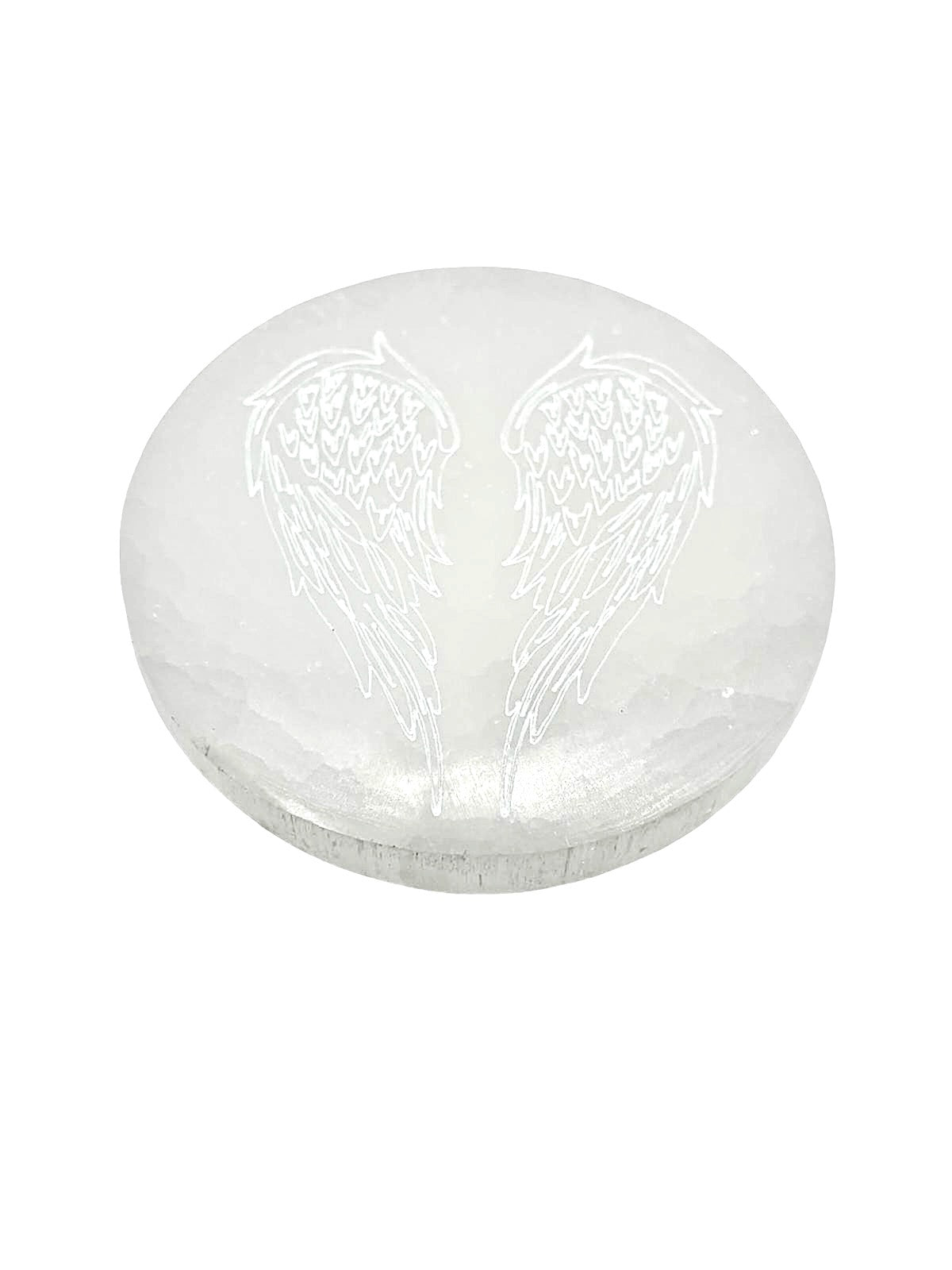 PLAQUE RONDE AILES D'ANGE SÉLÉNITE BLANCHE