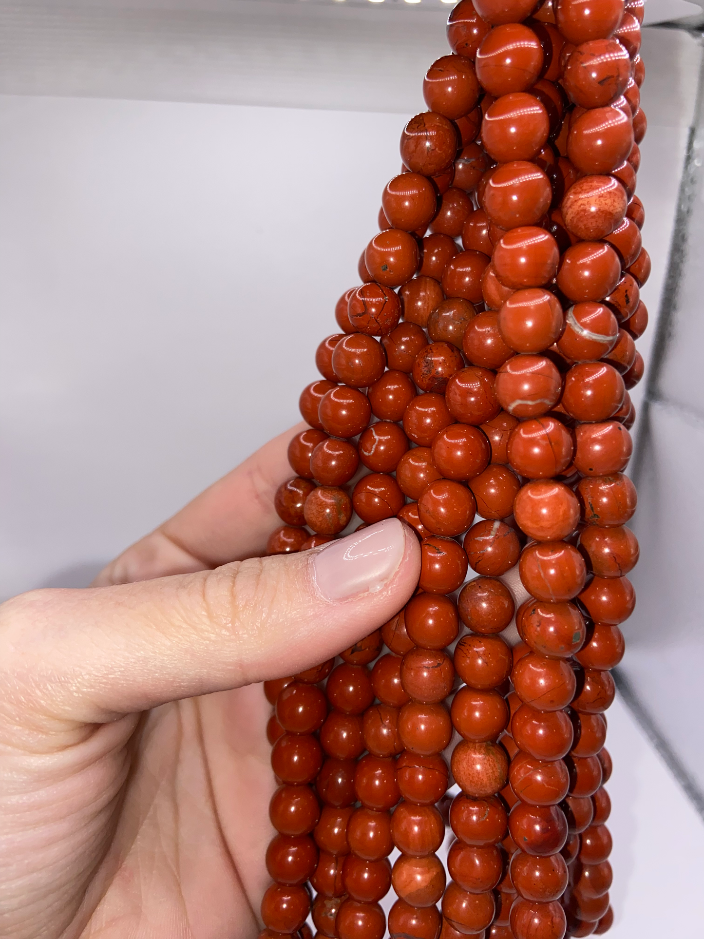 FIL DE PERLE 8MM - JASPE ROUGE