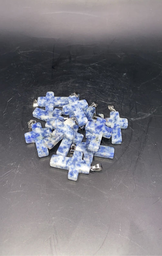PENDENTIF CROIX SODALITE