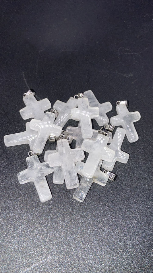 PENDENTIF CROIX CRISTAL DE ROCHE