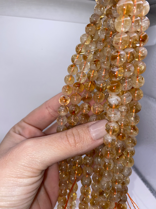 FIL DE PERLE 8MM - CITRINE PYRAMIDALE