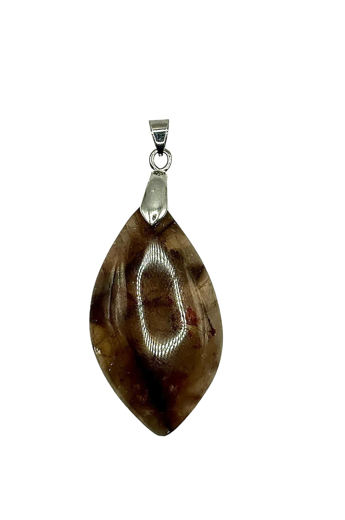 PENDENTIF MADAGASCAR QUARTZ FUMÉ HÉMATOÏDE (la pièce)